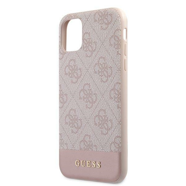 Guess GUHCN61G4GLPI iPhone 11 / Xr 6,1"różowy/pink hard case 4G Stripe Collection