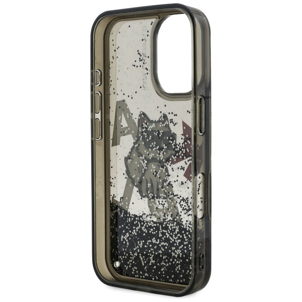 Etui Karl Lagerfeld Liquid Glitter       Choupette Logo do iPhone 16 czarny