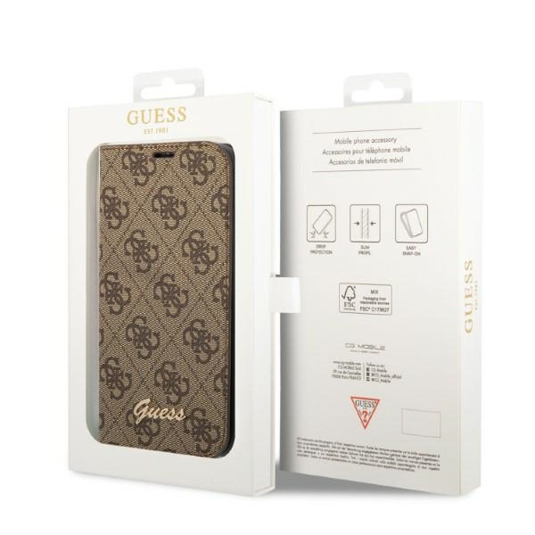 Guess GUBKP14SHG4SHW iPhone 14 / 15 / 136.1" brązowy/brown book 4G Vintage Gold Logo