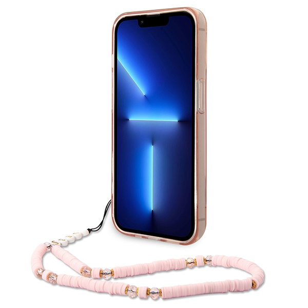 Guess GUHCP14LHGCOHP iPhone 14 Pro 6,1" różowy/pink hardcase Translucent Pearl Strap