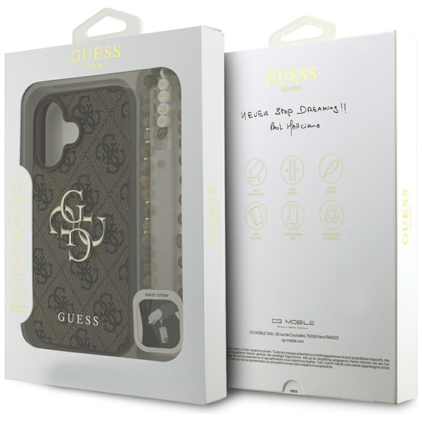 Etui Guess 4G Strap 4G Classic Logo do   iPhone 16 brązowy