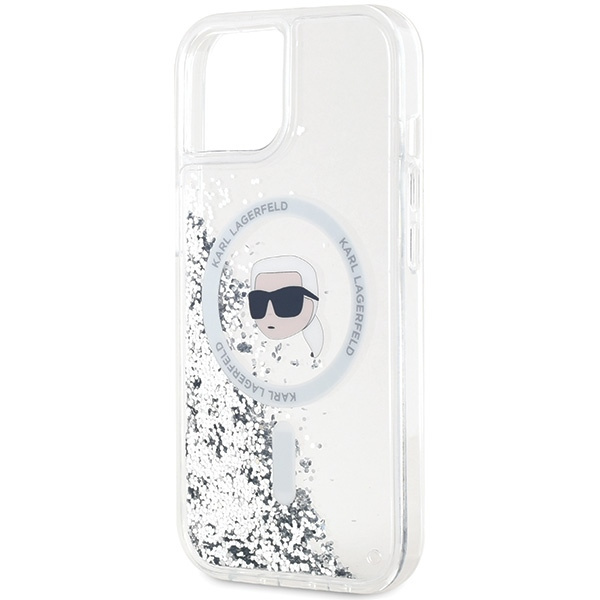 Karl Lagerfeld KLHMP15SLGKISGH iPhone 15 / 14 / 13 6.1" hardcase transparent Liquid Glitter Karl Head Magsafe