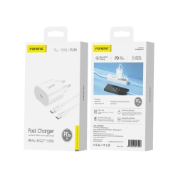 FONENG wall charger EU39 PD 20W 1xUSB-C + cable USB-C - USB-C White
