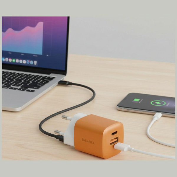 Ładowarka sieciowa Energea Ampcharge GaN35 USB-C/USB-A PD/PPS/QC3.0 35W pomarańczowy