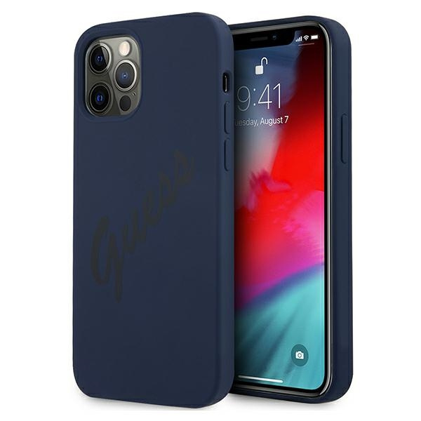 Guess GUHCP12LLSVSBL iPhone 12 Pro Max6,7" niebieski/blue hardcase Script Vintage