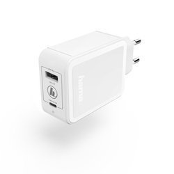 HAMA ŁADOWARKA SIECIOWA Quick Charge/ Power Delivery (PD) +USB-A 42 WATT, BIAŁA