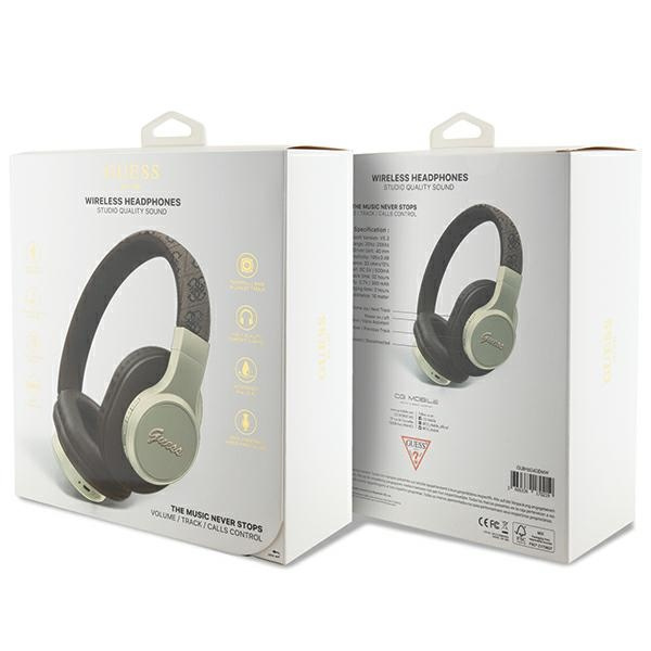 Guess słuchawki nauszne BluetoothGUBH604GEMW brązowy/brown 4G Script
