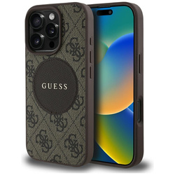 Etui Guess 4G Circle Classic Logo        MagSafe do iPhone 16 Pro brązowy