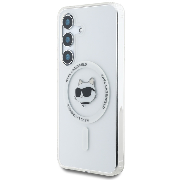 Etui Karl Lagerfeld Button Choupette     Head Printed Logo MagSafe do Samsung Galaxy S25+ biały