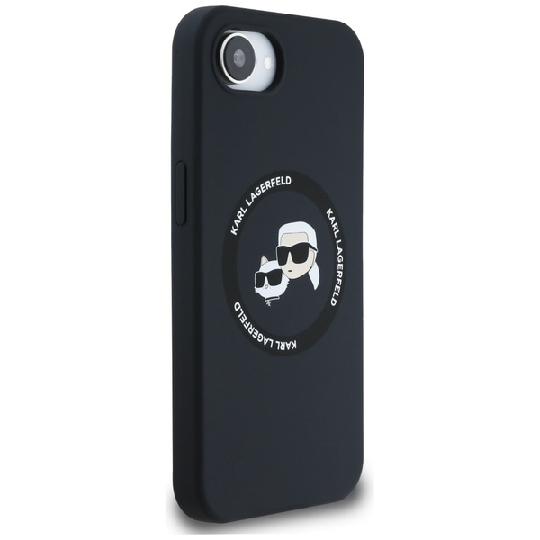 Etui Karl Lagerfeld Liquid Silicone Karl & Choupette Heads z MagSafe na iPhone 16e - czarne