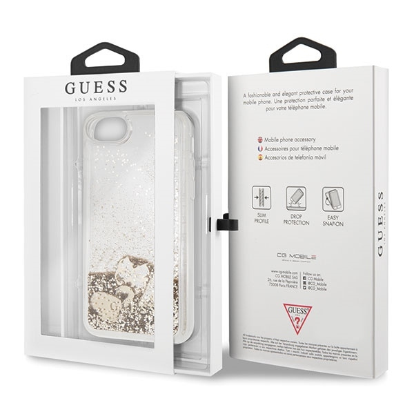 Guess GUHCI8GLHFLGO iPhone 7/8/SE 2020 /SE 2022gold/złoty hard case Glitter Hearts