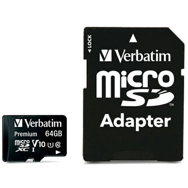 Verbatim Karta microSDXC 64GB V10+ adapter czarny/black 44084