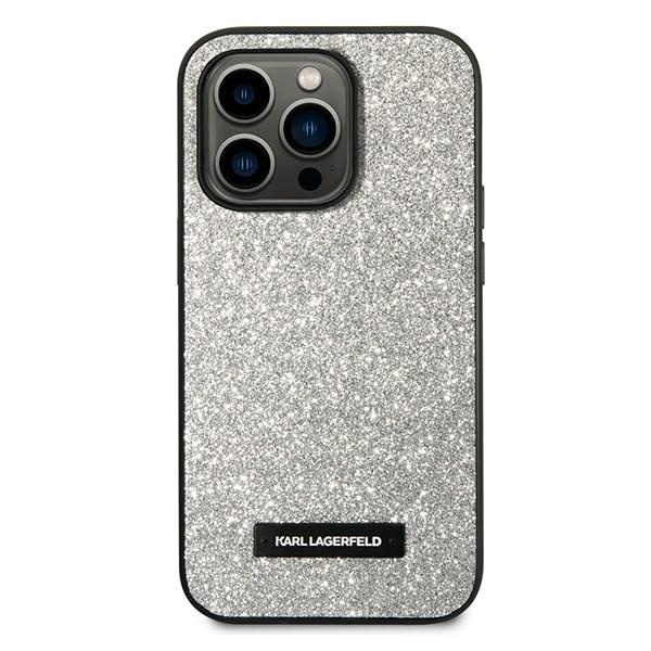KARL LAGERFELD KLHCP14LG2ELS IPHONE 14 PRO 6.1 "HARDCASE SILVER/SILVER GLITTER PLAQUE LOGO