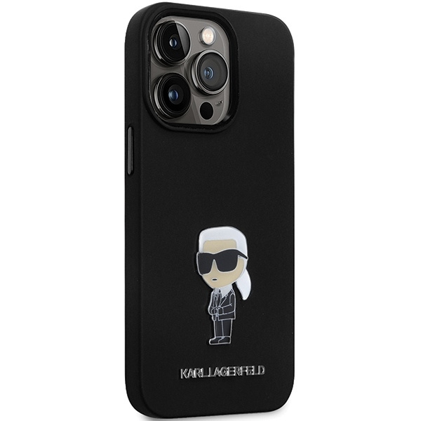 Karl Lagerfeld KLHCP13XSMHKNPK case for iPhone 13 Pro Max - black Silicone Ikonik Metal Pin