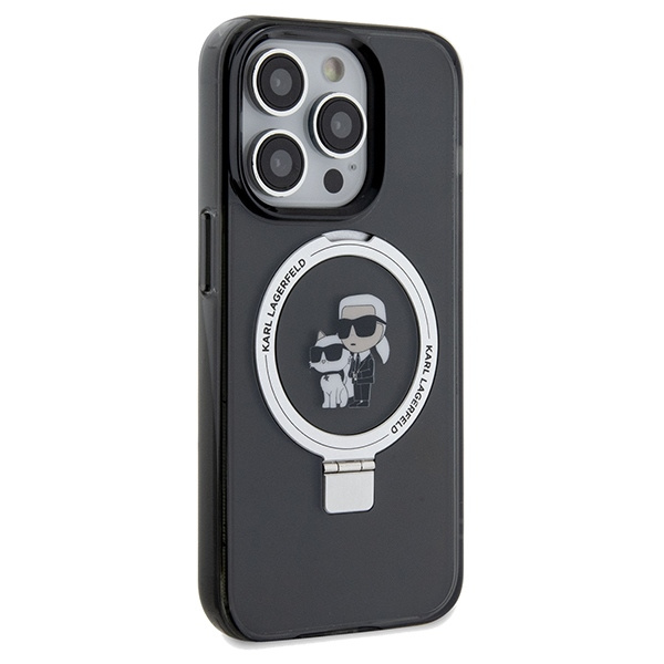 Etui Karl Lagerfeld Ring Stand Karl&Choupettte MagSafe na iPhone 13 Pro Max - czarne