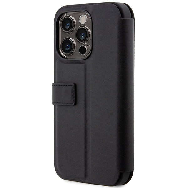 Case BMW BMBKP14X22RDPK iPhone 14 Pro Max 6.7" black/black bookcase Leather Textured&Stripe