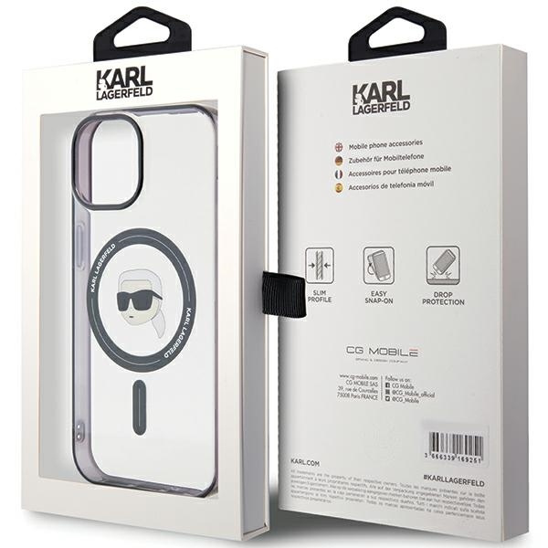 Etui Karl Lagerfeld IML Karl's Head MagSafe do iPhone 15 - przezroczyste