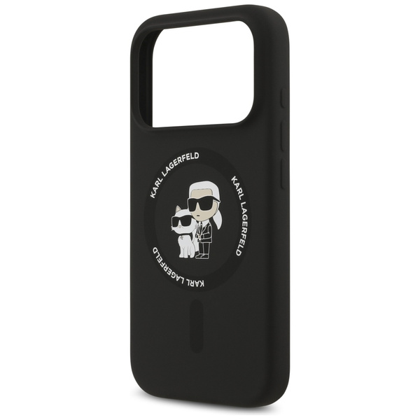 Etui Karl Lagerfeld Silicone             Karl&Choupette Ring MagSafe do iPhone 17 Pro Max czarny