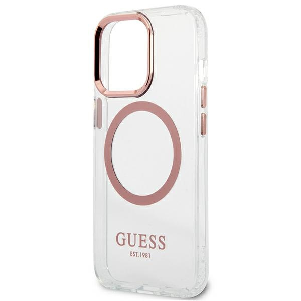 Guess GUHMP13XHTRMP iPhone 13 Pro Max6,7" różowy/pink hard case Metal Outline Magsafe