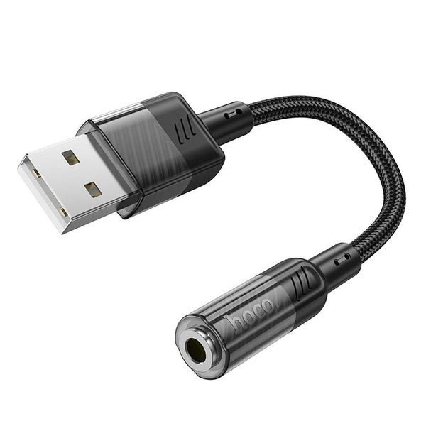 Adapter AUX USB A do Jack 3,5mm Hoco LS37 czarny