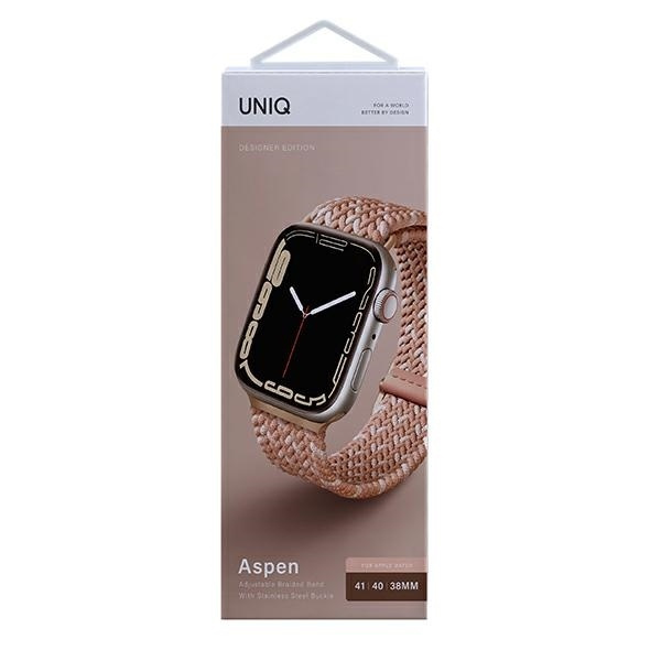 Pasek UNIQ Aspen Braided na Apple Watch 1/2/3/4/5/6/7/8/SE/SE2 40/38/41mm - różowy