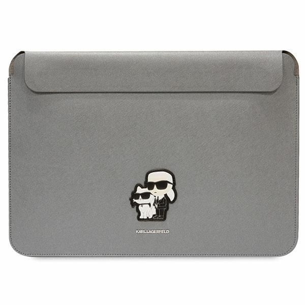 Karl Lagerfeld Saffiano Karl&amp;Choupette case for a 14" laptop - silver