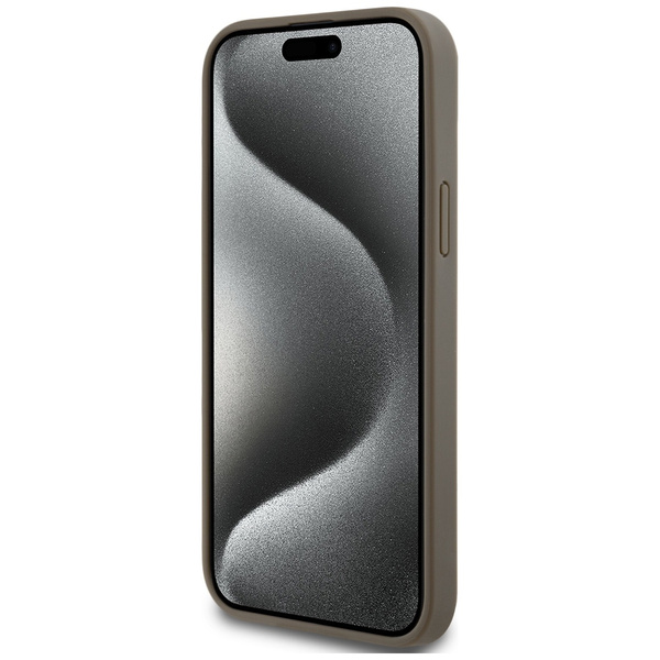 DKNY DKHMP15MPSHRPSW iPhone 15 Plus /14 Plus 6.7" brązowy/brown hardcase Leather Pattern Metal Logo MagSafe
