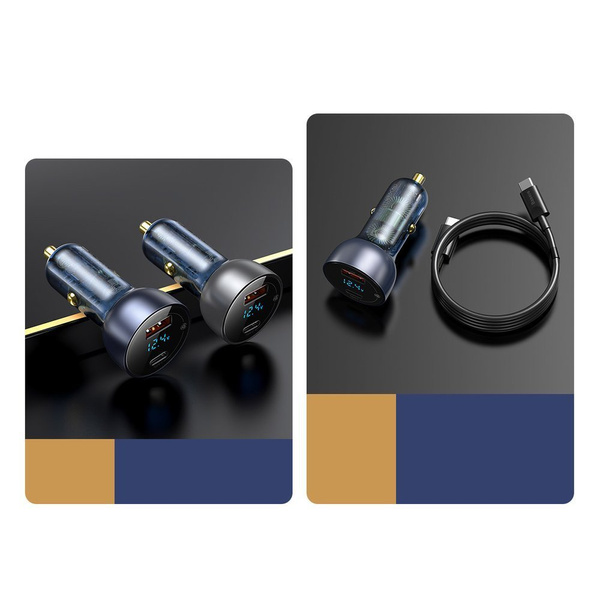 Baseus USB / USB Type C car charger 65 W 5 A SCP Quick Charge 4.0+ Power Delivery 3.0 LCD screen transparent (CCKX-C0A)