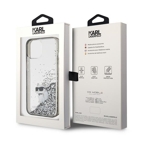 Etui Karl Lagerfeld Liquid Glitter Choupette do iPhone 15 - przezroczyste