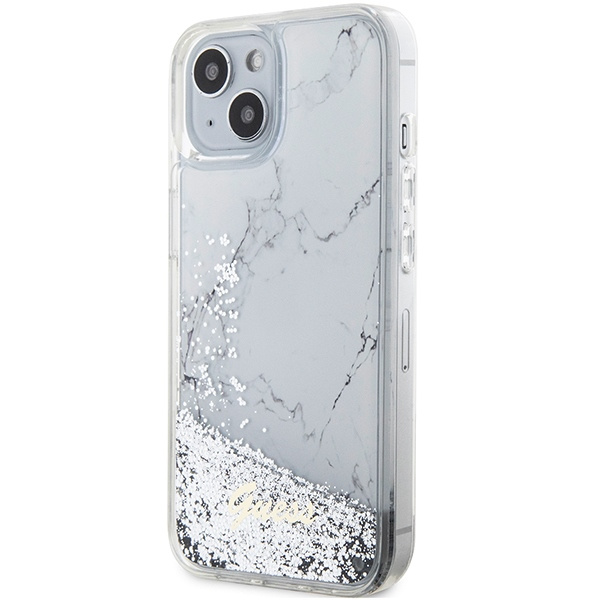 Guess GUHCP14SLCSGSGH iPhone 14 / 15 /13 6.1" biały/white hardcase Liquid Glitter Marble