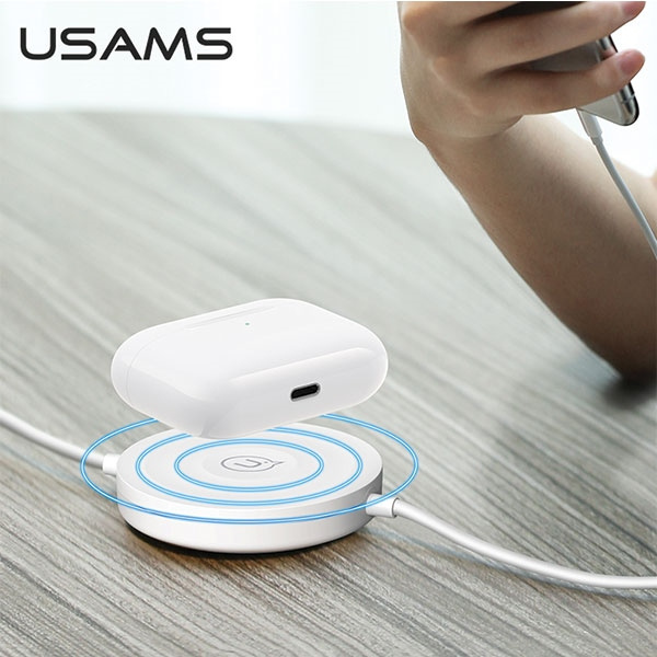 USAMS Ład. indukcyjna US-CC096 10Wz kablem lightning biały/white CC96WH02