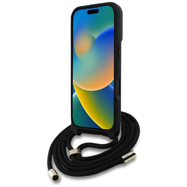 Etui Guess 4G Big Logo Cord Stap         Crossbody do iPhone 16 czarny