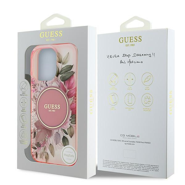 Guess GUHMP16XHFWBDCEP iPhone 16 Pro Max6.9" różowy/pink hardcase IML Flower & Tonal Circle MagSafe