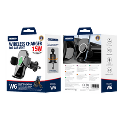 JELLICO uchwyt samochodowy z ładowaniem bezprzewodowym W6 15W Czarny