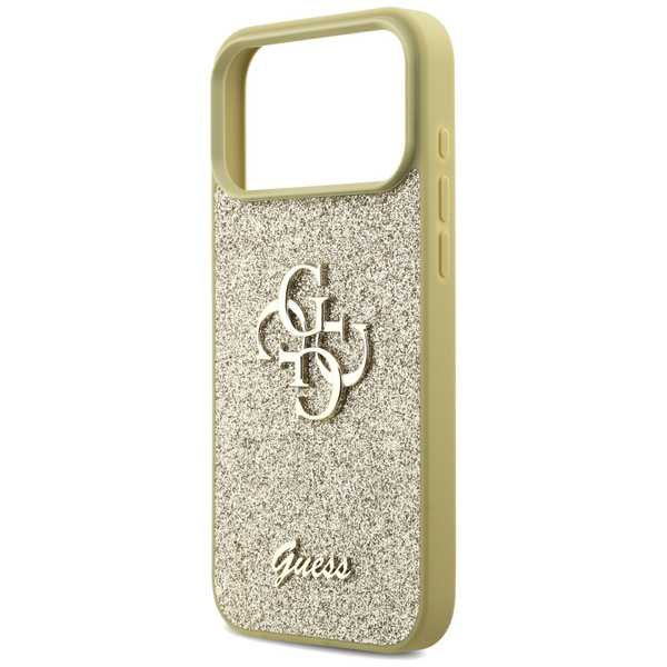 Etui Guess Fixed Glitter Big 4G do       iPhone 17 Pro Max złoty