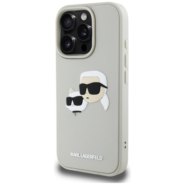 Etui Karl Lagerfeld HC 3D Rubber Double   Heads do iPhone 16 Pro beżowy