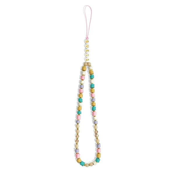 Guess zawieszka GUSTFLWP Phone Strapróżowy/pink Heishi Beads