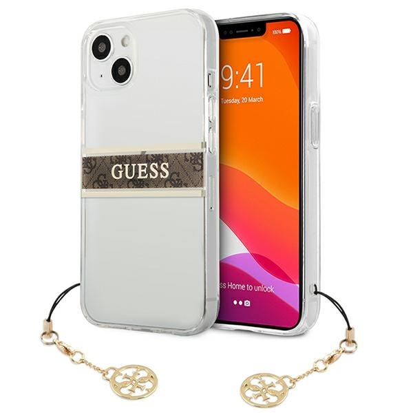 GUESS GUHCP13SKB4GBBR IPHONE 13 MINI 5.4 "TRANSPARENT HARDCASE 4G BROWN STRAP CHARM