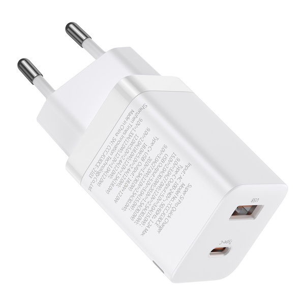 Baseus Super Si Pro USB / USB Type C Fast Charger 30W Power Delivery Quick Charge white (CCSUPP-E02)