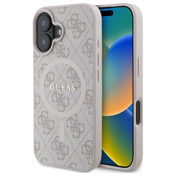 Guess GUHMP16SG4GFRP iPhone 16 6.1" różowy/pink hardcase 4G Ring Classic Logo MagSafe
