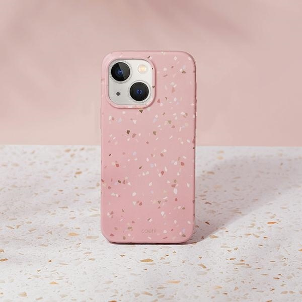 Etui UNIQ Coehl Terrazzo na iPhone 14 - różowe