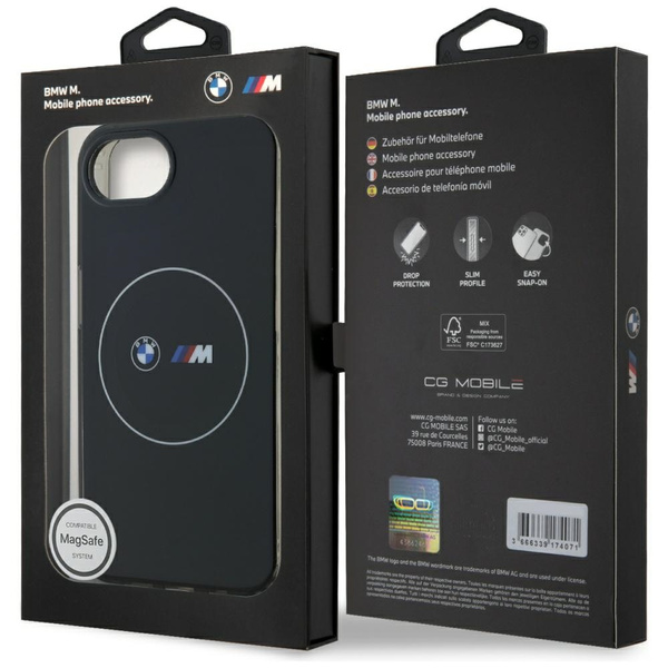 Etui BMW IML Metal White Circle MagSafe  do iPhone 16e czarny
