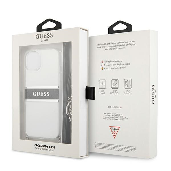 Guess GUHCP13SKC4GBSI iPhone 13 mini5,4" Transparent hardcase 4G Grey Strap Silver Chain