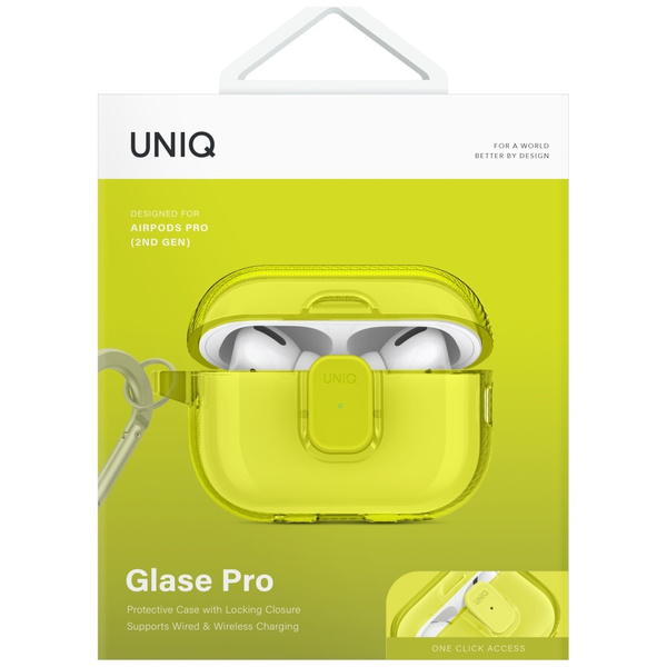 Etui UNIQ Glase Pro do AirPods Pro 2     Lock Case żółty