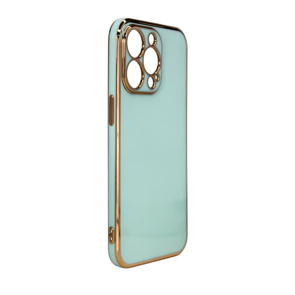 LIGHTING COLOR CASE FOR IPHONE 12 PRO, GEL COVER WITH A GOLD FRAME, MINT