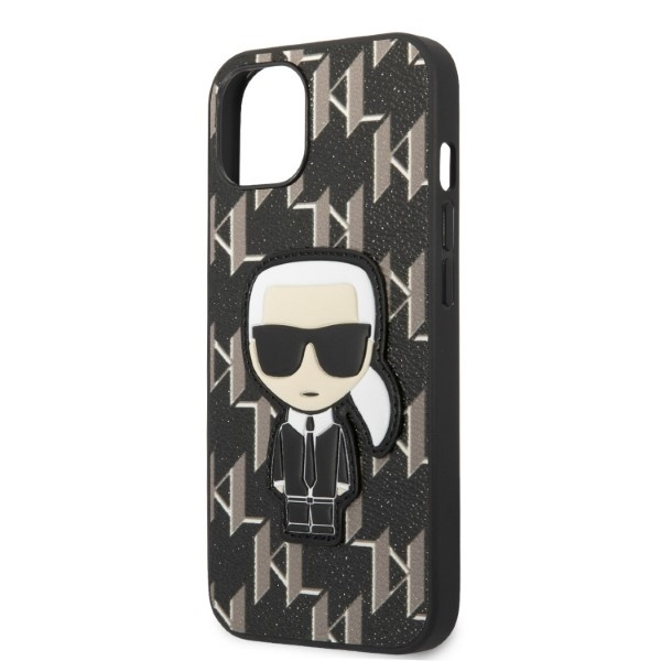 KARL LAGERFELD KLHCP13MPMNIKBK IPHONE 13 / 14 / 15 6,1" HARDCASE CZARNY/BLACK MONOGRAM IKONIK PATCH