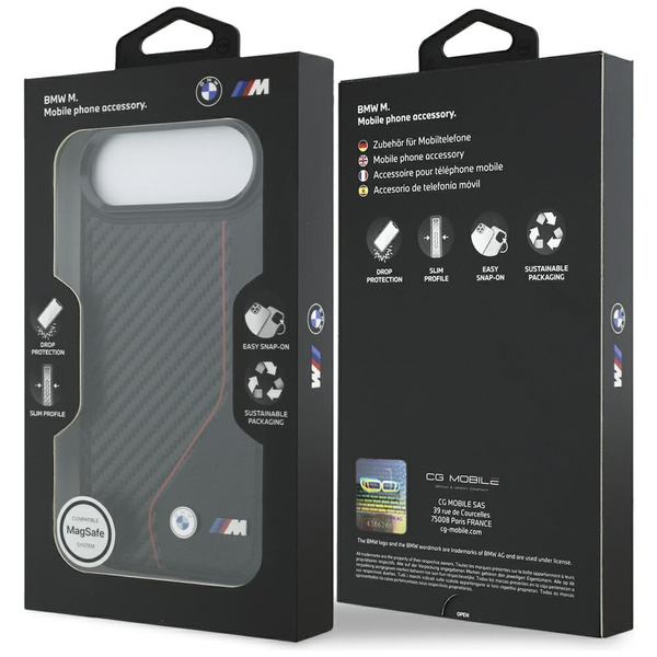 Etui BMW M Carbon Line & Logo MagSafe do iPhone Air czerwony