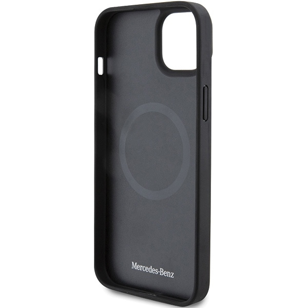 Mercedes Smooth Leather MagSafe case for iPhone 15 Plus - black