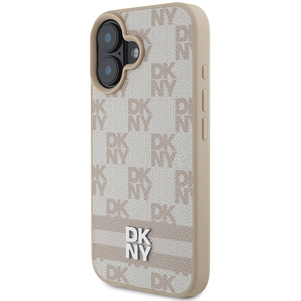 DKNY DKHCP16SPCPTSSP iPhone 16 6.1"różowy/pink hardcase Checkered Pattern & Printed Stripes