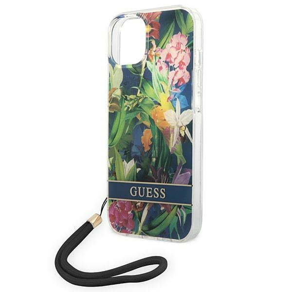 Guess GUOHCP14SHFLSB iPhone 14 / 15 / 13 6.1" niebieski/blue hardcase Flower Strap